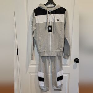 Fergana Mens Tracksuit Size Small NWT, Black, Grey and White